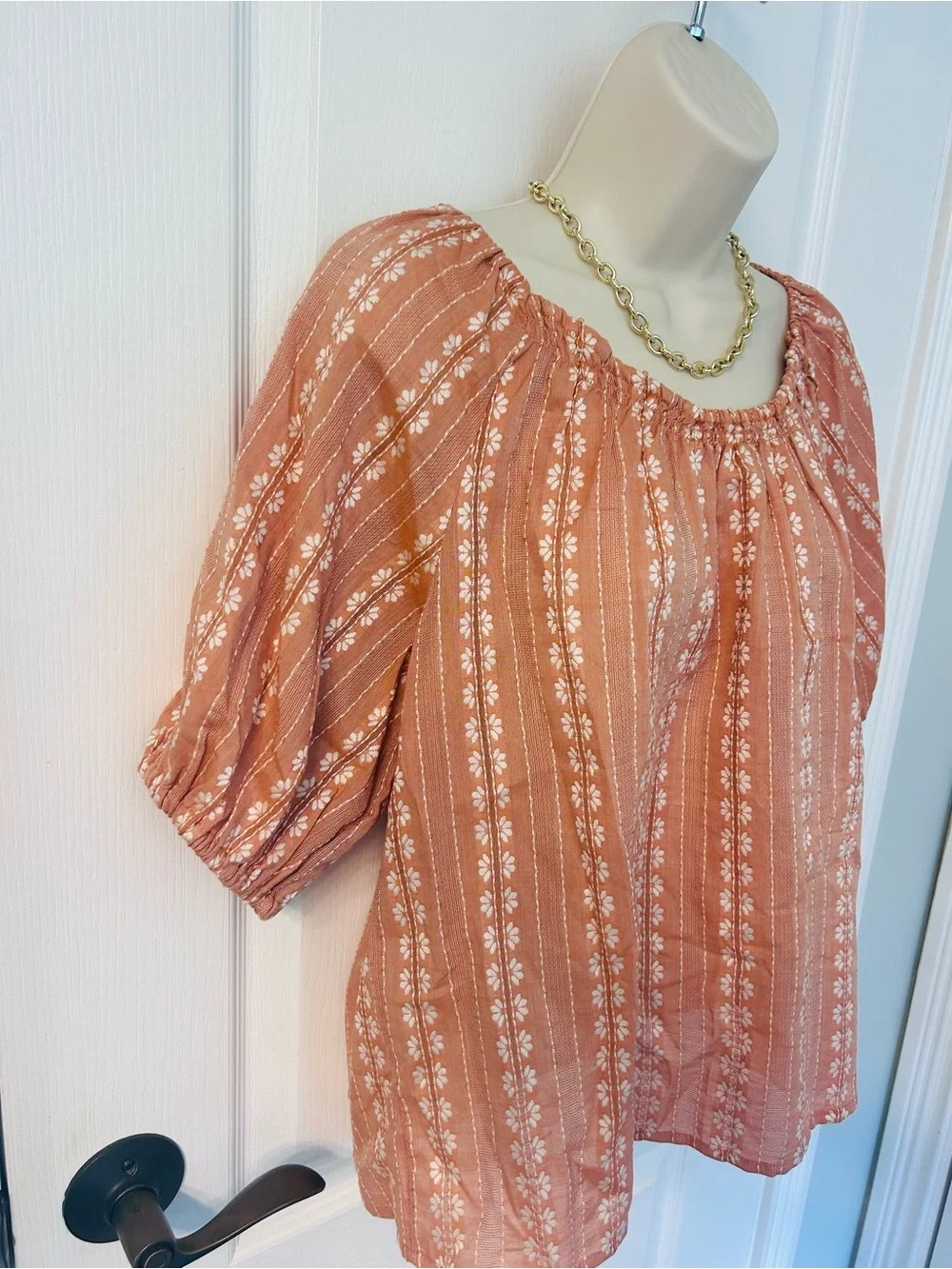 NWT Madewell Puff Sleeve Swing Top in Floral Striped Jacquard!